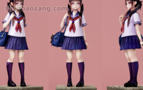 3D模型-卡通人物小学生JK女孩动漫角色三维模型素材 支持C4D/MAX/FBX/Blender/OBJ
