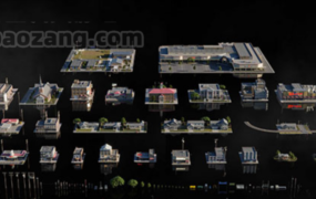 3D模型-美国城市郊区市区楼房建筑三维模型 FBX/OBJ格式
